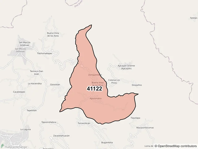 Mapa del código postal 41122, José Joaquín de Herrera, Guerrero