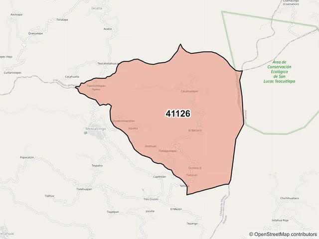 Mapa del código postal 41126, José Joaquín de Herrera, Guerrero