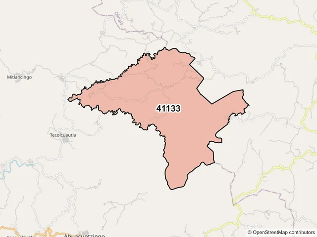 Mapa del código postal 41133, Ahuacuotzingo, Guerrero