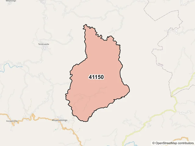 Mapa del código postal 41150, Ahuacuotzingo, Guerrero