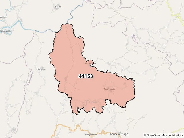 Mapa del código postal 41153, Ahuacuotzingo, Guerrero