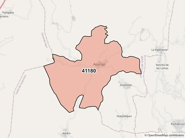 Mapa del código postal 41180, Mártir de Cuilapan, Guerrero