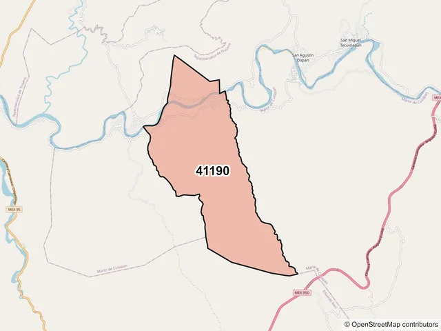 Mapa del código postal 41190, Mártir de Cuilapan, Guerrero