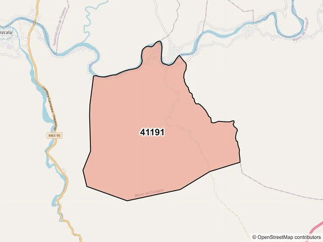 Mapa del código postal 41191, Mártir de Cuilapan, Guerrero