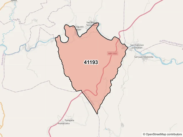 Mapa del código postal 41193, Mártir de Cuilapan, Guerrero