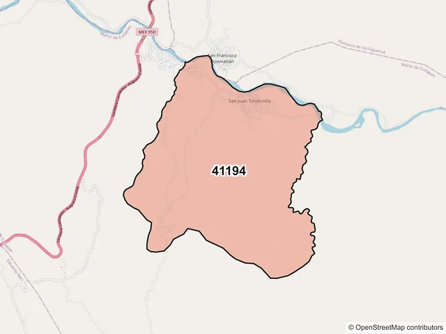 Mapa del código postal 41194, Mártir de Cuilapan, Guerrero