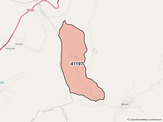 Mapa del código postal 41197, Mártir de Cuilapan, Guerrero