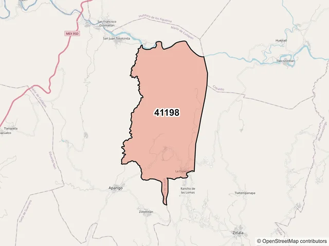 Mapa del código postal 41198, Mártir de Cuilapan, Guerrero