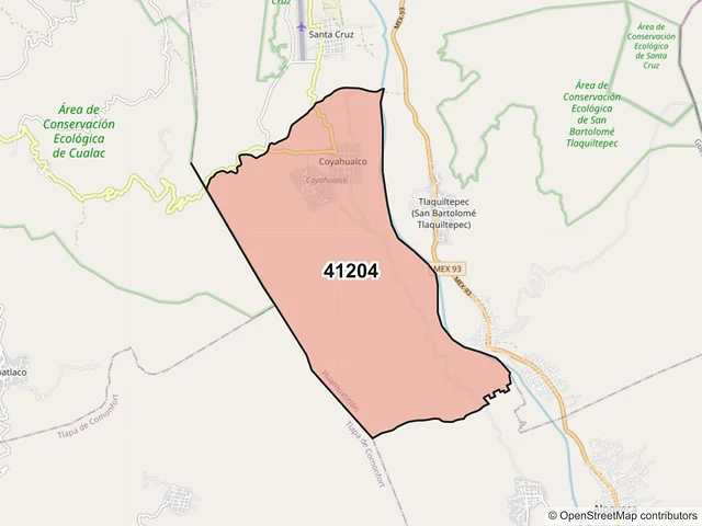 Mapa del código postal 41204, Huamuxtitlán, Guerrero