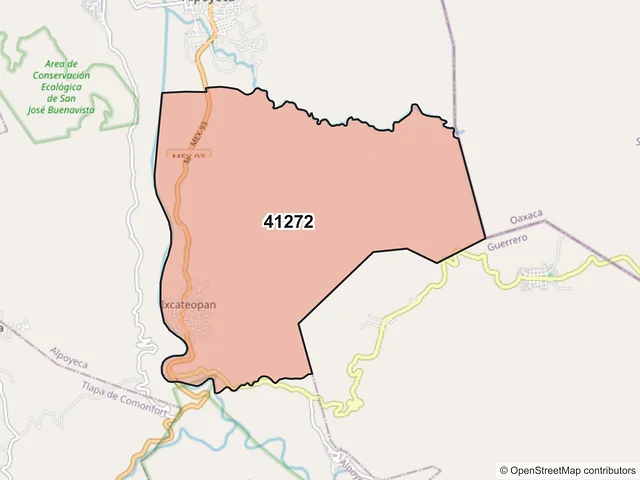 Mapa del código postal 41272, Alpoyeca, Guerrero