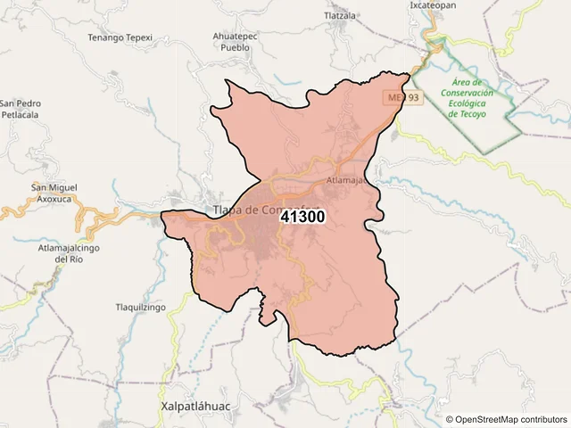 Mapa del código postal 41300, Tlapa de Comonfort, Guerrero