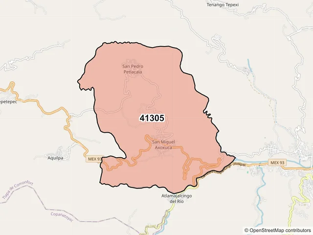 Mapa del código postal 41305, Tlapa de Comonfort, Guerrero