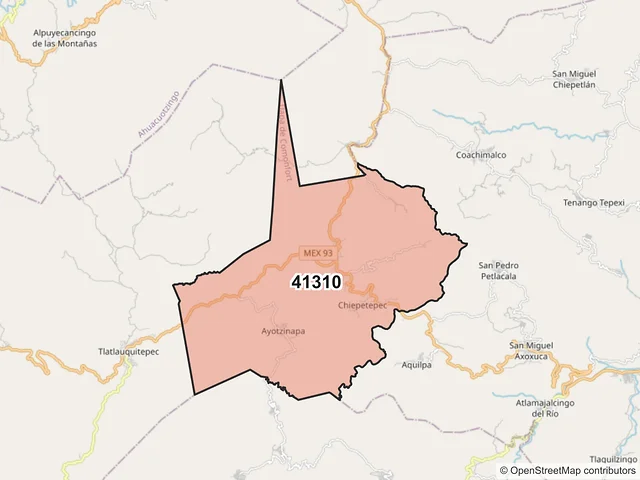 Mapa del código postal 41310, Tlapa de Comonfort, Guerrero