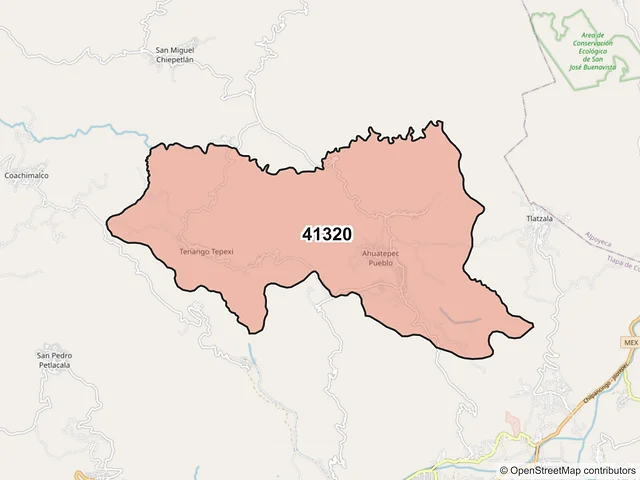 Mapa del código postal 41320, Tlapa de Comonfort, Guerrero