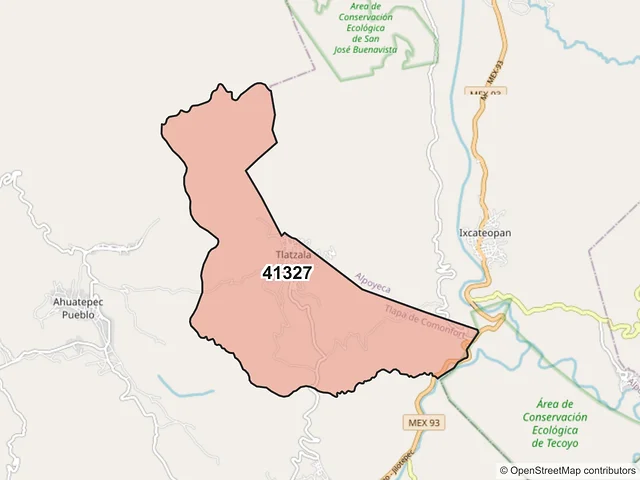 Mapa del código postal 41327, Tlapa de Comonfort, Guerrero