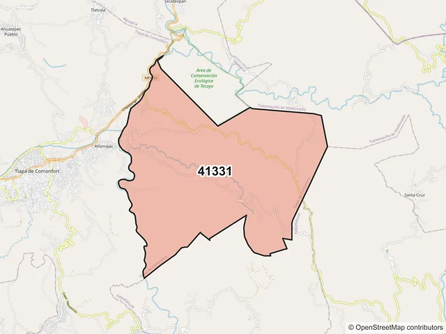 Mapa del código postal 41331, Tlapa de Comonfort, Guerrero