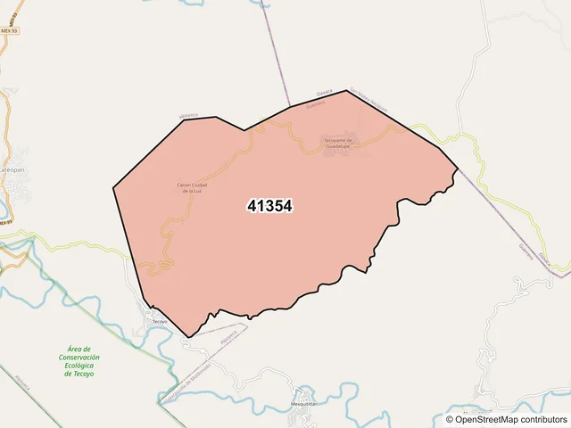 Mapa del código postal 41354, Tlalixtaquilla de Maldonado, Guerrero