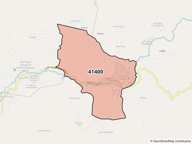 Mapa del código postal 41400, Zapotitlán Tablas, Guerrero