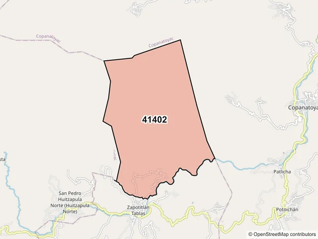 Mapa del código postal 41402, Zapotitlán Tablas, Guerrero