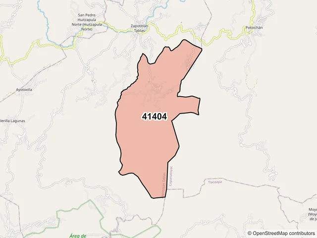 Mapa del código postal 41404, Zapotitlán Tablas, Guerrero