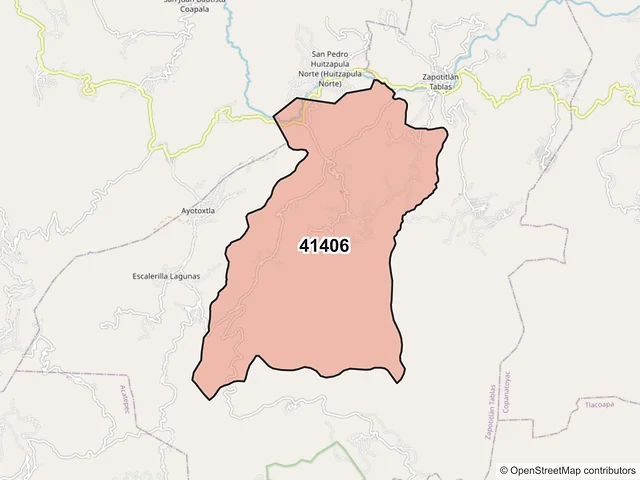 Mapa del código postal 41406, Zapotitlán Tablas, Guerrero
