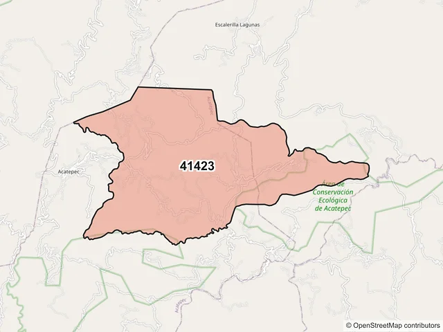 Mapa del código postal 41423, Acatepec, Guerrero