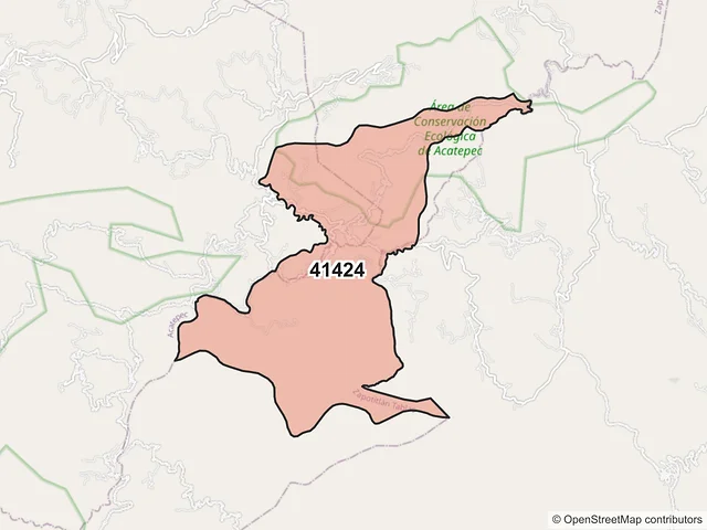 Mapa del código postal 41424, Acatepec, Guerrero