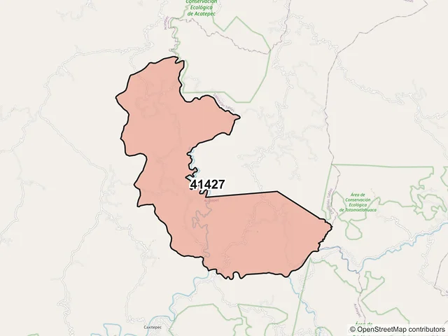 Mapa del código postal 41427, Acatepec, Guerrero