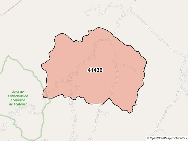Mapa del código postal 41436, Acatepec, Guerrero
