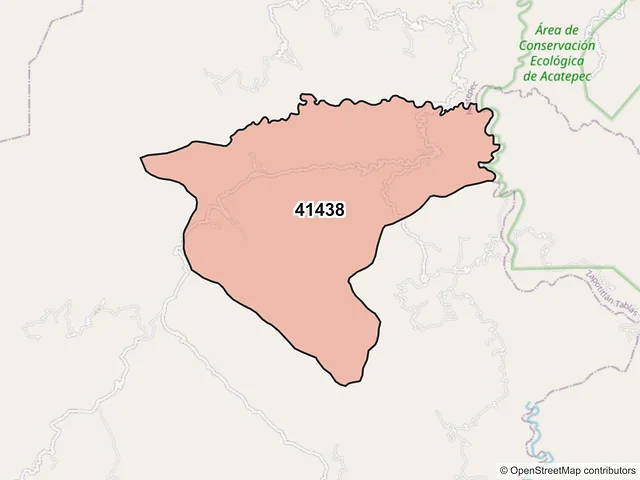 Mapa del código postal 41438, Acatepec, Guerrero