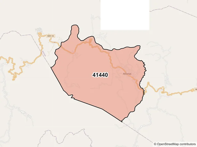 Mapa del código postal 41440, Atlixtac, Guerrero