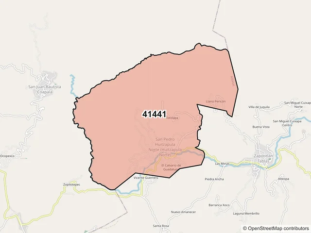 Mapa del código postal 41441, Atlixtac, Guerrero