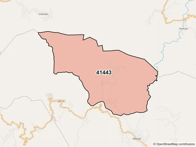 Mapa del código postal 41443, Atlixtac, Guerrero