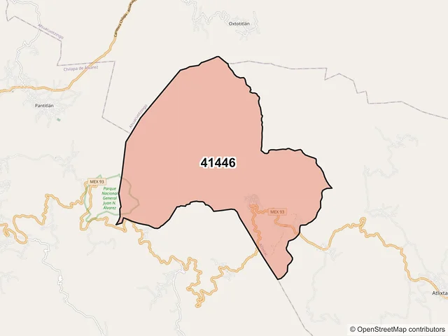 Mapa del código postal 41446, Atlixtac, Guerrero