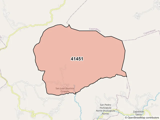 Mapa del código postal 41451, Atlixtac, Guerrero