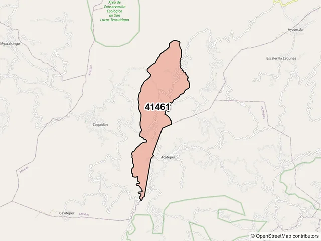 Mapa del código postal 41461, Atlixtac, Guerrero