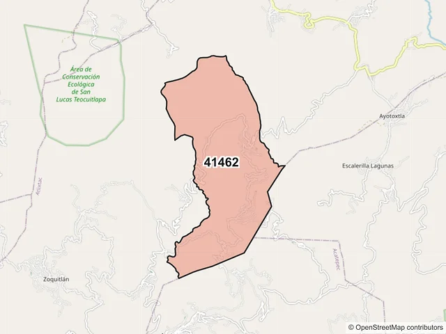 Mapa del código postal 41462, Atlixtac, Guerrero