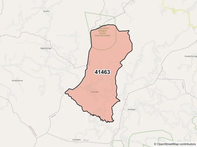 Mapa del código postal 41463, Atlixtac, Guerrero