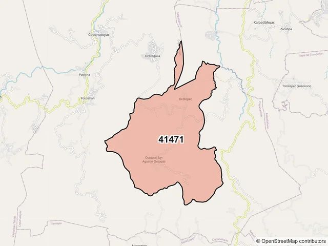 Mapa del código postal 41471, Copanatoyac, Guerrero