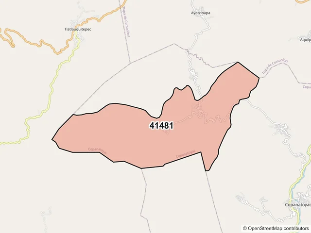 Mapa del código postal 41481, Copanatoyac, Guerrero