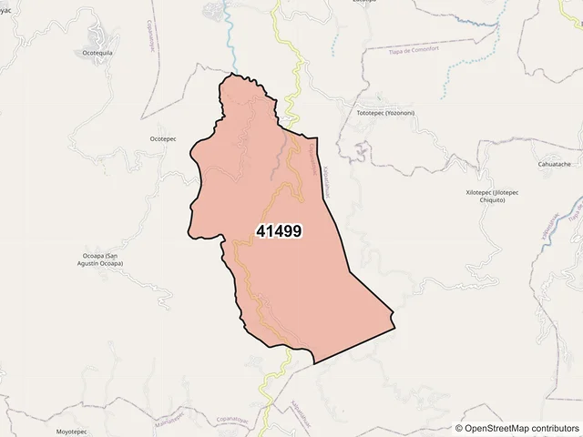 Mapa del código postal 41499, Copanatoyac, Guerrero