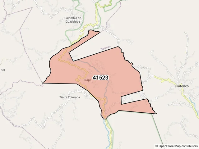 Mapa del código postal 41523, Malinaltepec, Guerrero