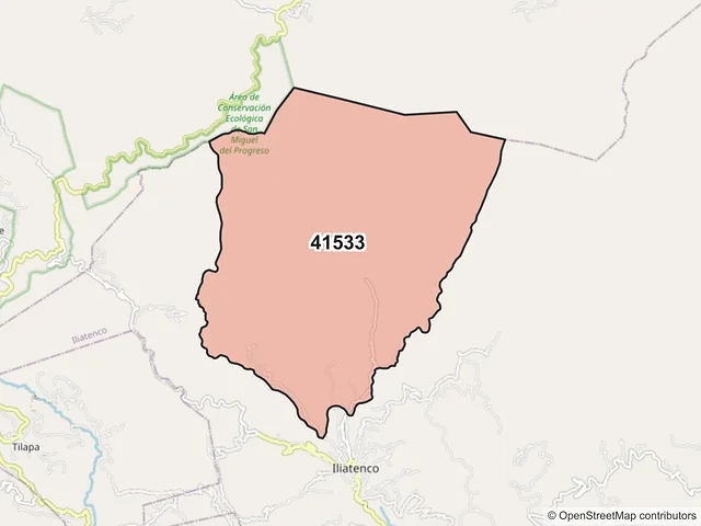 Mapa del código postal 41533, Iliatenco, Guerrero