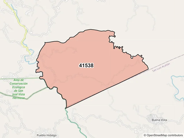 Mapa del código postal 41538, Iliatenco, Guerrero