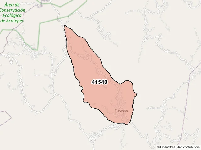 Mapa del código postal 41540, Tlacoapa, Guerrero