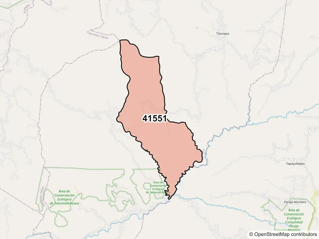 Mapa del código postal 41551, Tlacoapa, Guerrero