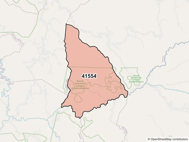 Mapa del código postal 41554, Tlacoapa, Guerrero