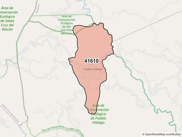 Mapa del código postal 41610, San Luis Acatlán, Guerrero