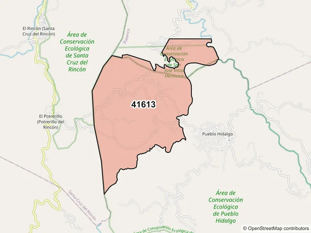 Mapa del código postal 41613, San Luis Acatlán, Guerrero