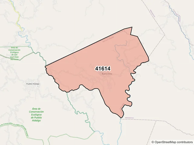 Mapa del código postal 41614, San Luis Acatlán, Guerrero